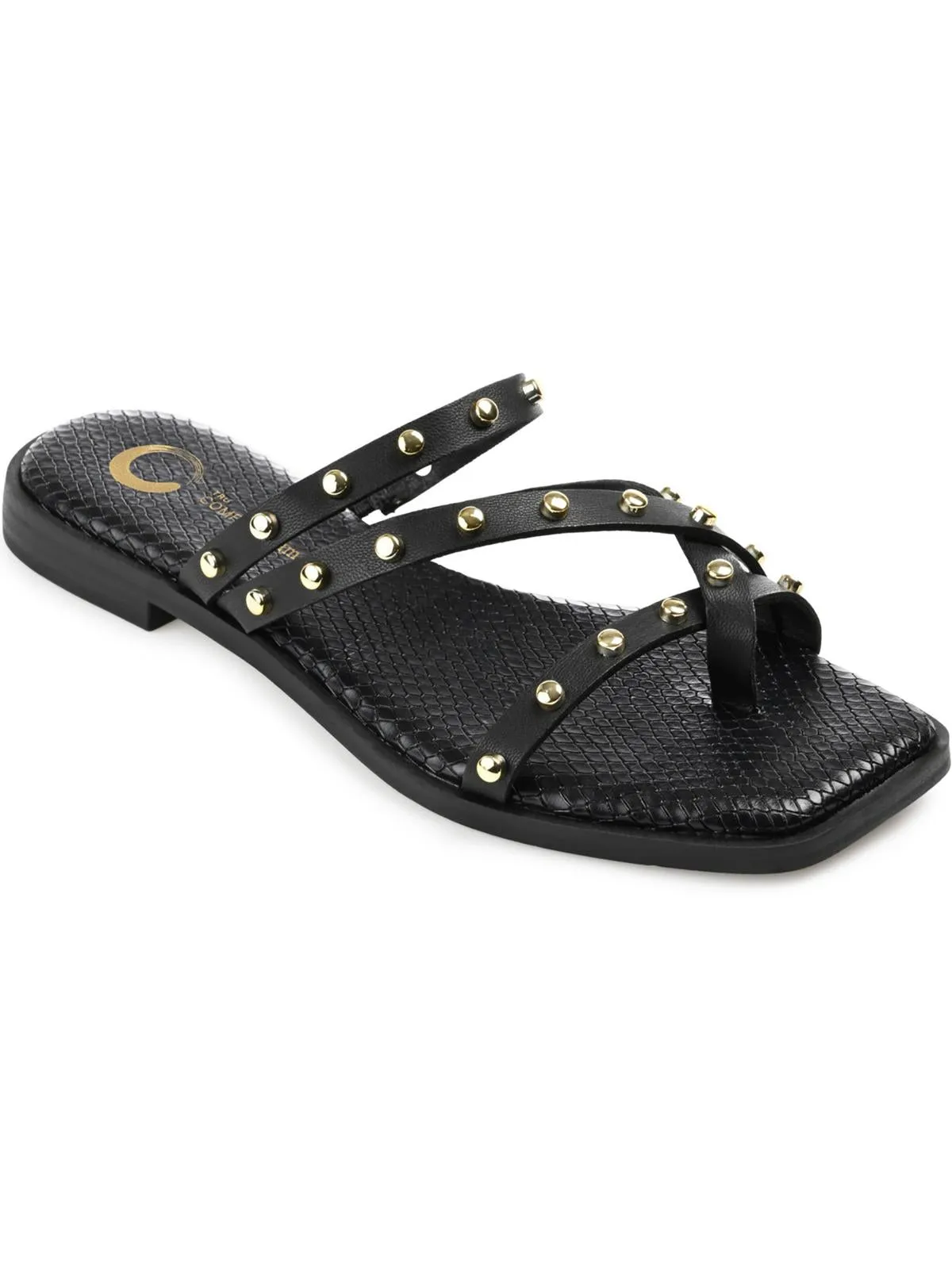 FANNY Womens Faux Leather Strappy Thong Sandals