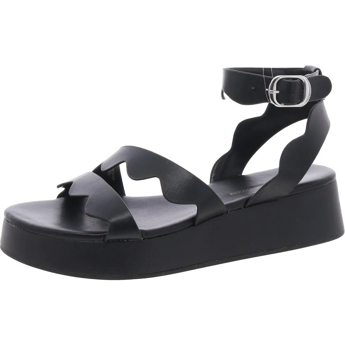 Faye Womens Faux Leather Platform Slingback Sandals