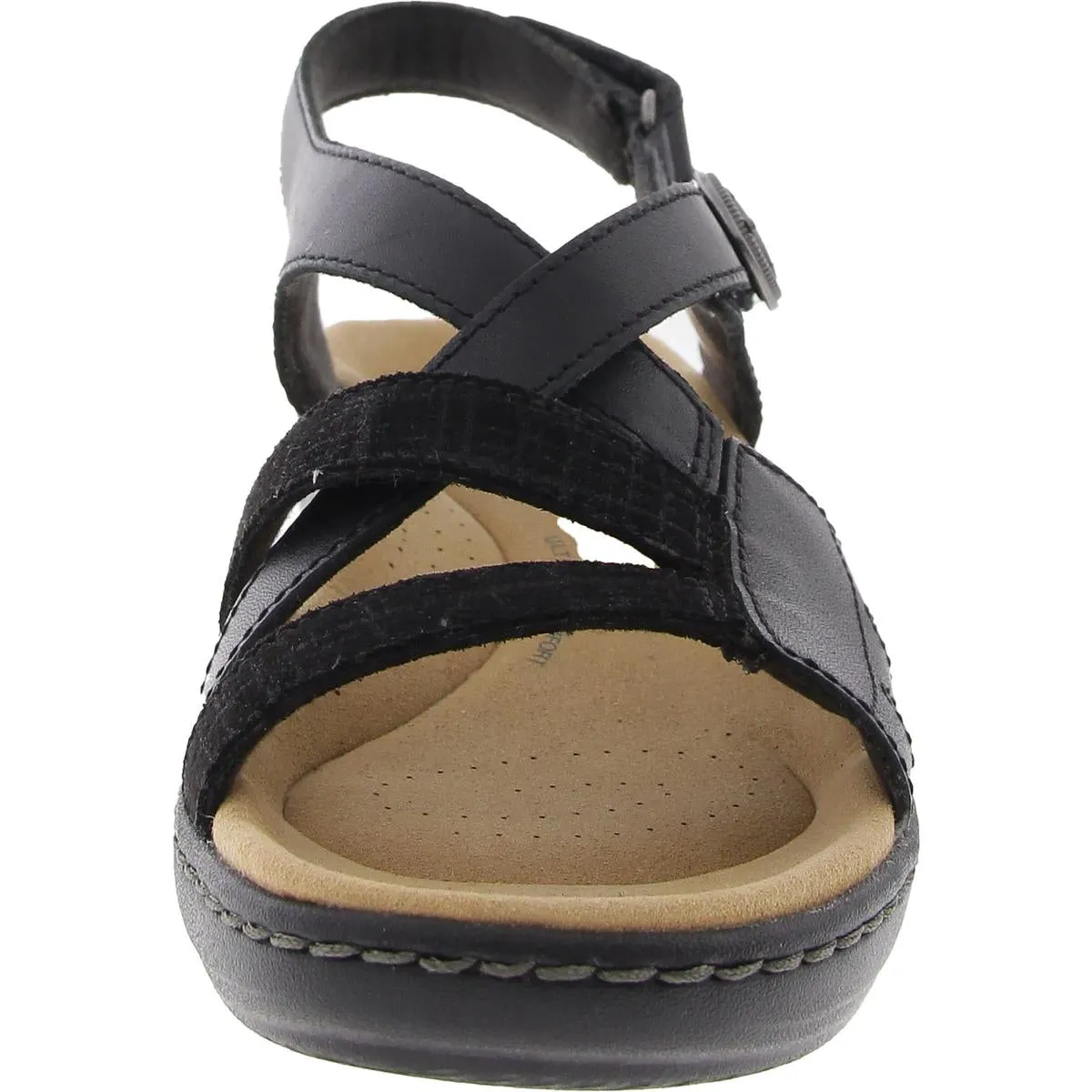 FEMMES Womens Adjustable Leather Wedge Sandals