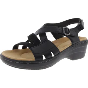 FEMMES Womens Adjustable Leather Wedge Sandals