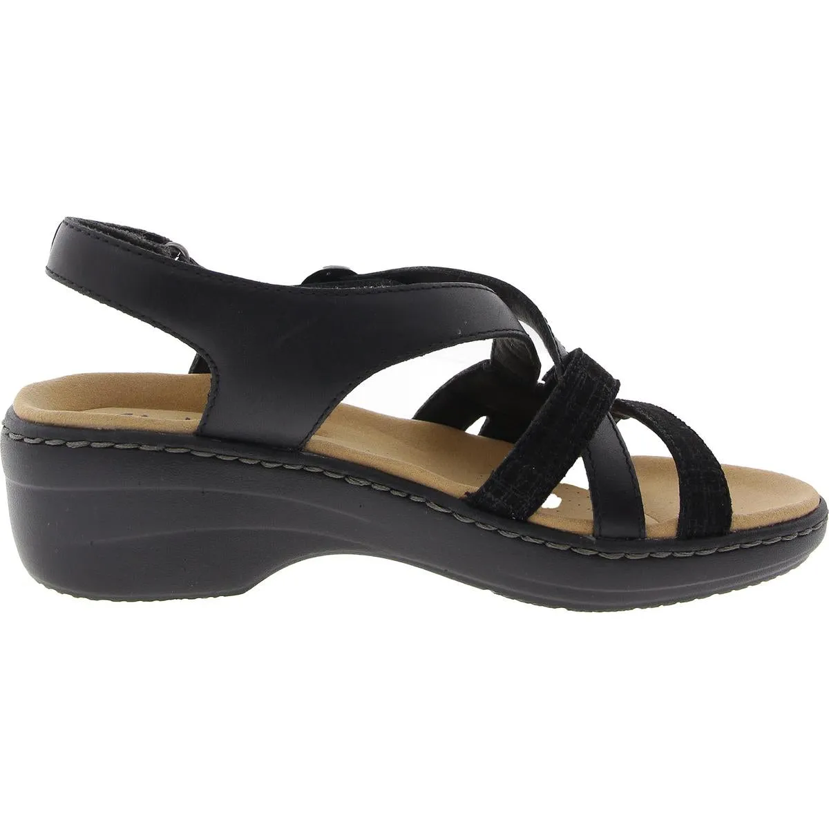 FEMMES Womens Adjustable Leather Wedge Sandals