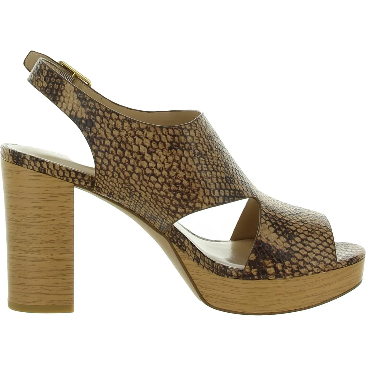 Feona Womens Leather Peep Toe Platform Sandals
