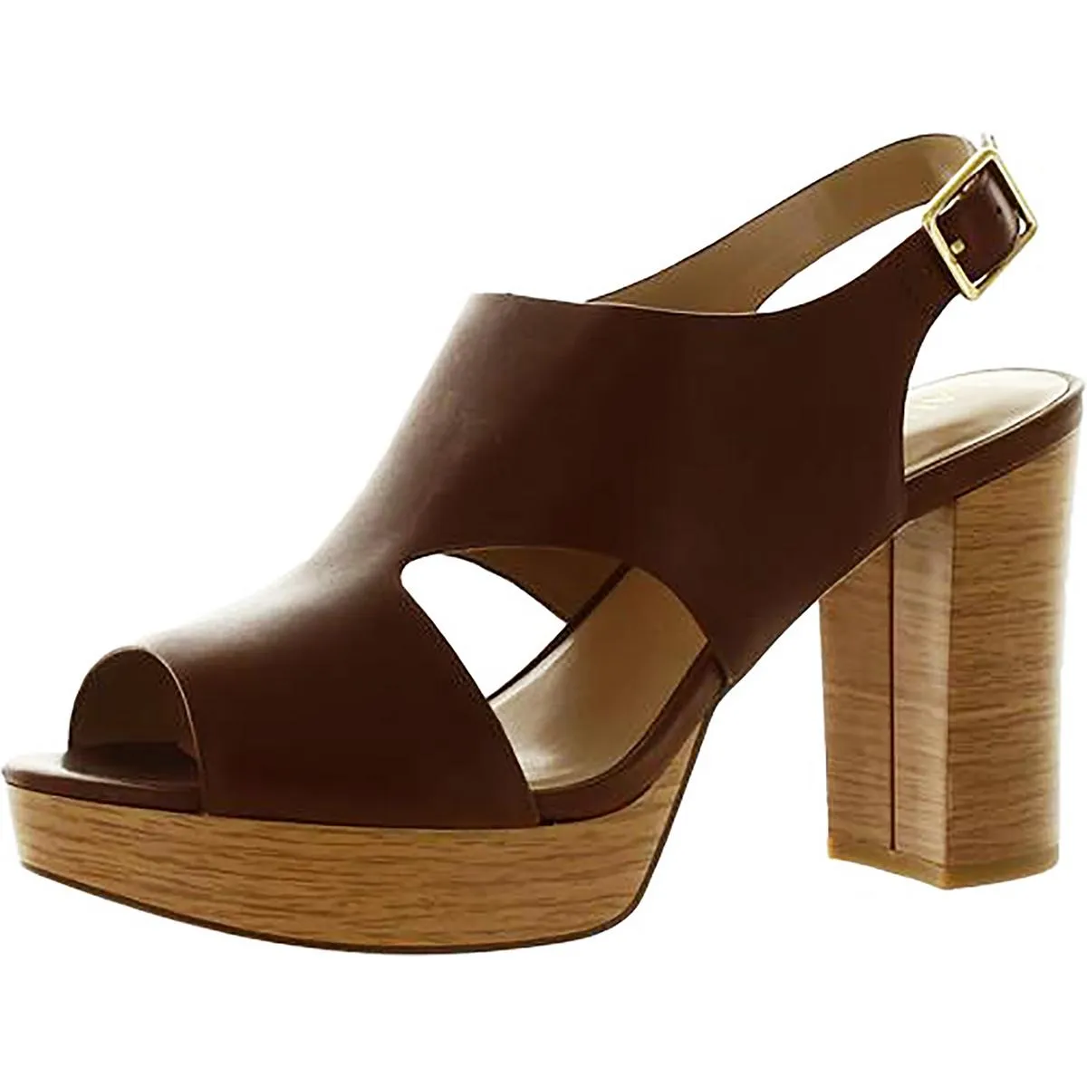 Feona Womens Leather Peep Toe Platform Sandals