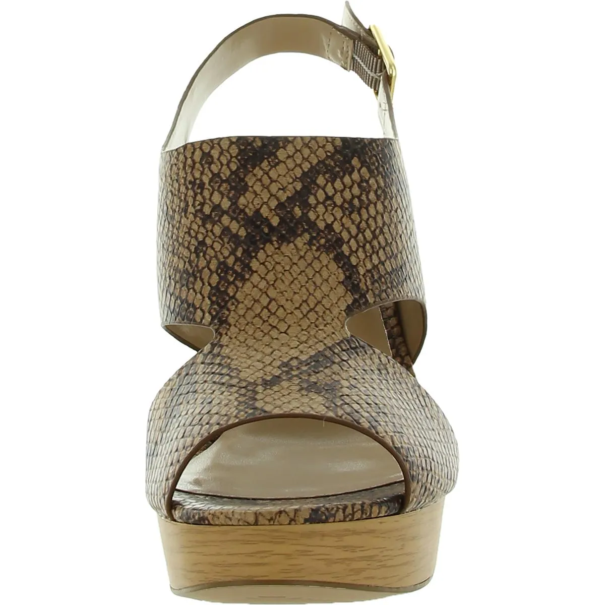 Feona Womens Leather Peep Toe Platform Sandals