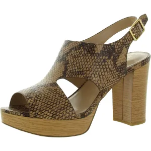 Feona Womens Leather Peep Toe Platform Sandals