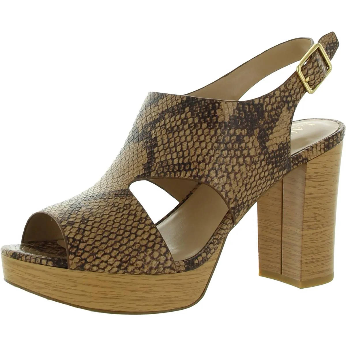 Feona Womens Leather Peep Toe Platform Sandals
