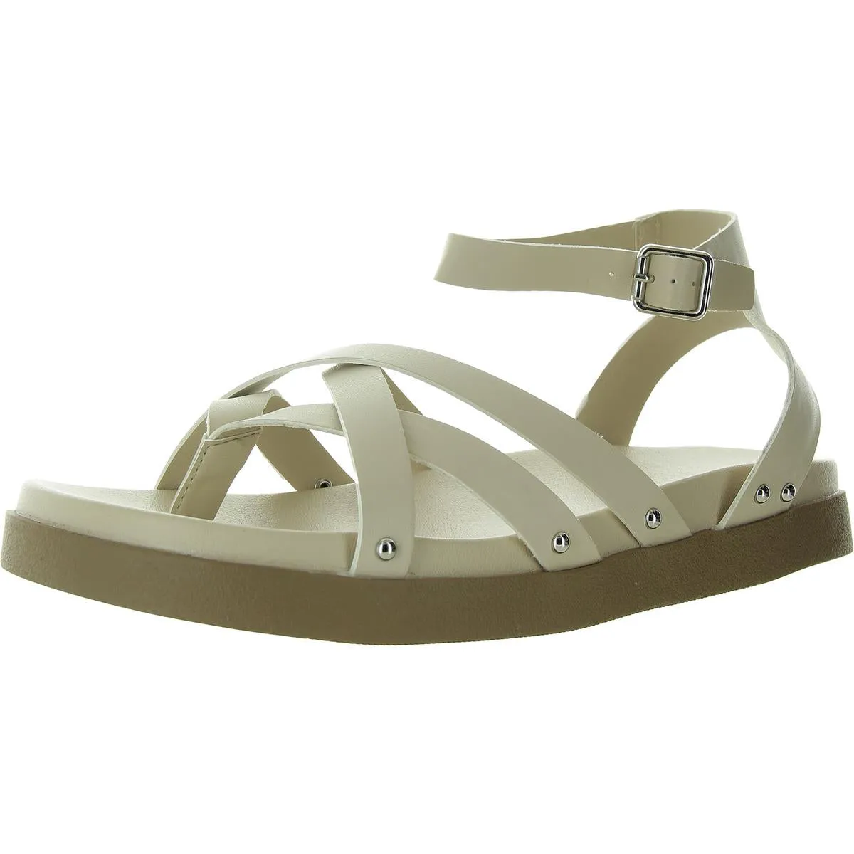 Finchh Womens Faux Leather Thong Ankle Strap