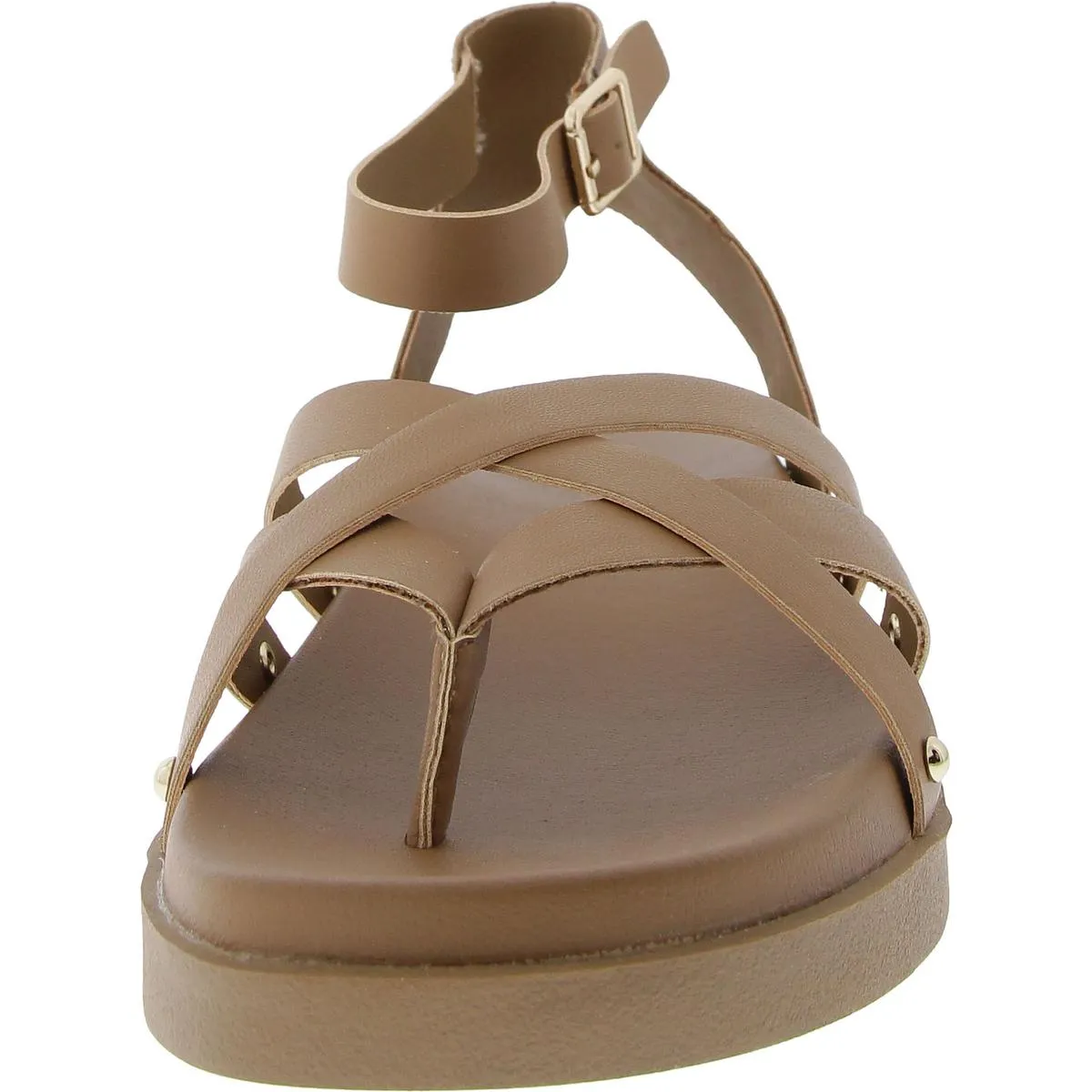 Finchh Womens Faux Leather Thong Ankle Strap