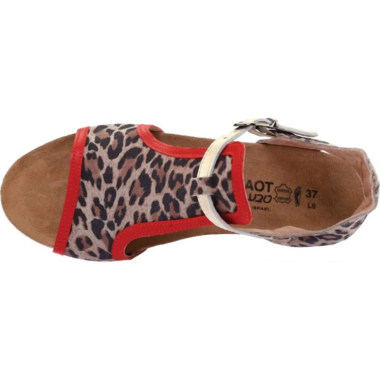Fiona Sandal In Cheetah/kiss Red/radiant Gold Suede/leather