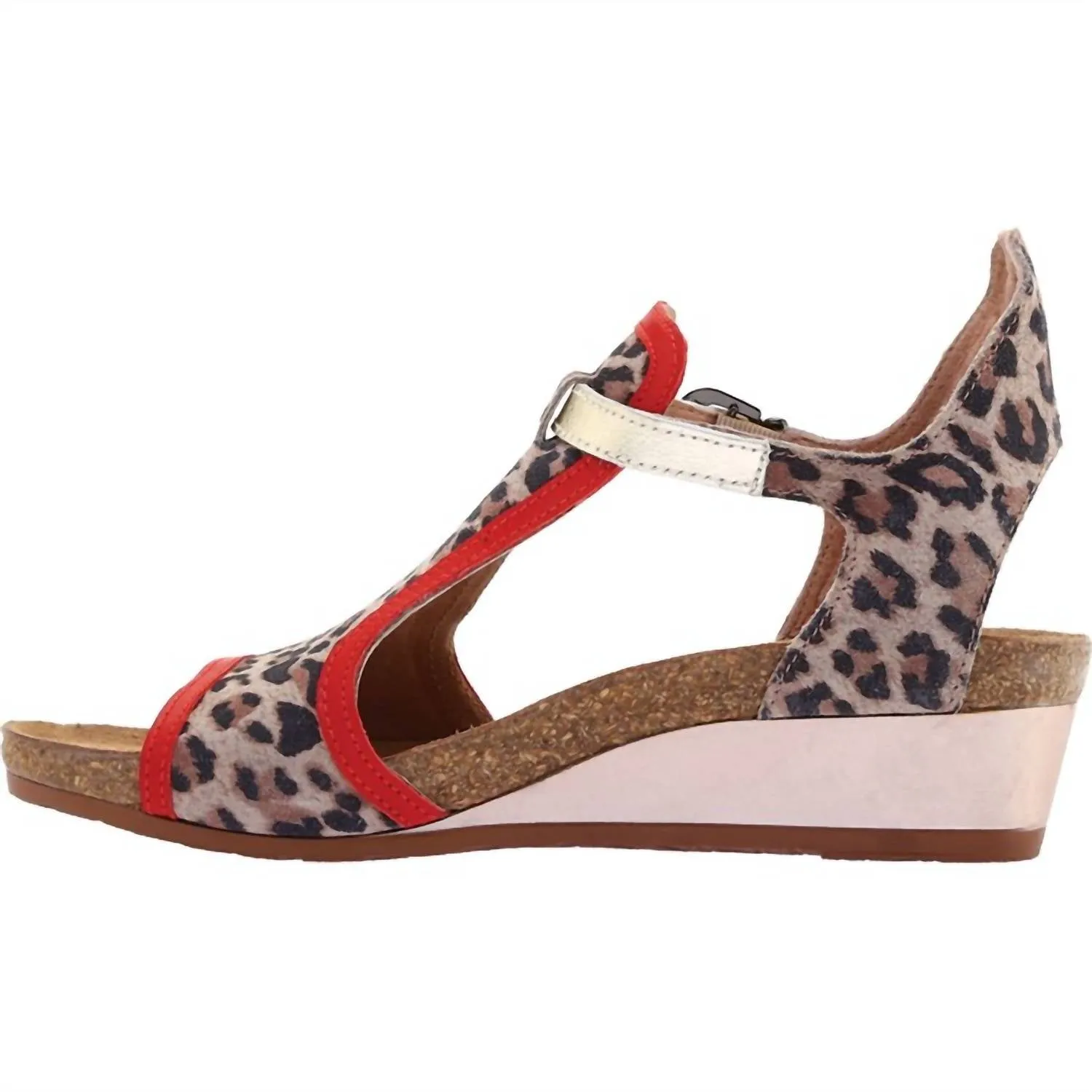 Fiona Sandal In Cheetah/kiss Red/radiant Gold Suede/leather