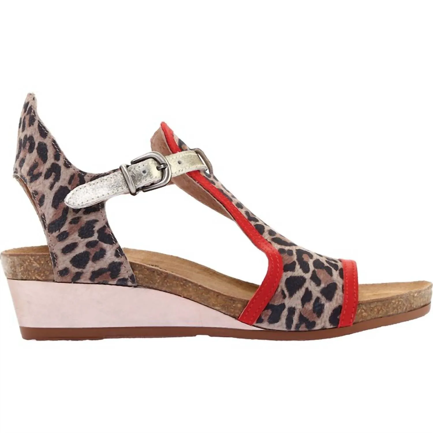Fiona Sandal In Cheetah/kiss Red/radiant Gold Suede/leather