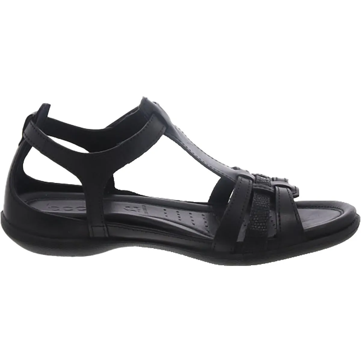 Flash Womens Leather Flat T-Strap Sandals