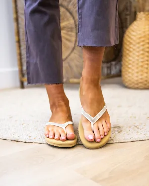 Flojos Spark Flip Flops - White & Tan FINAL SALE