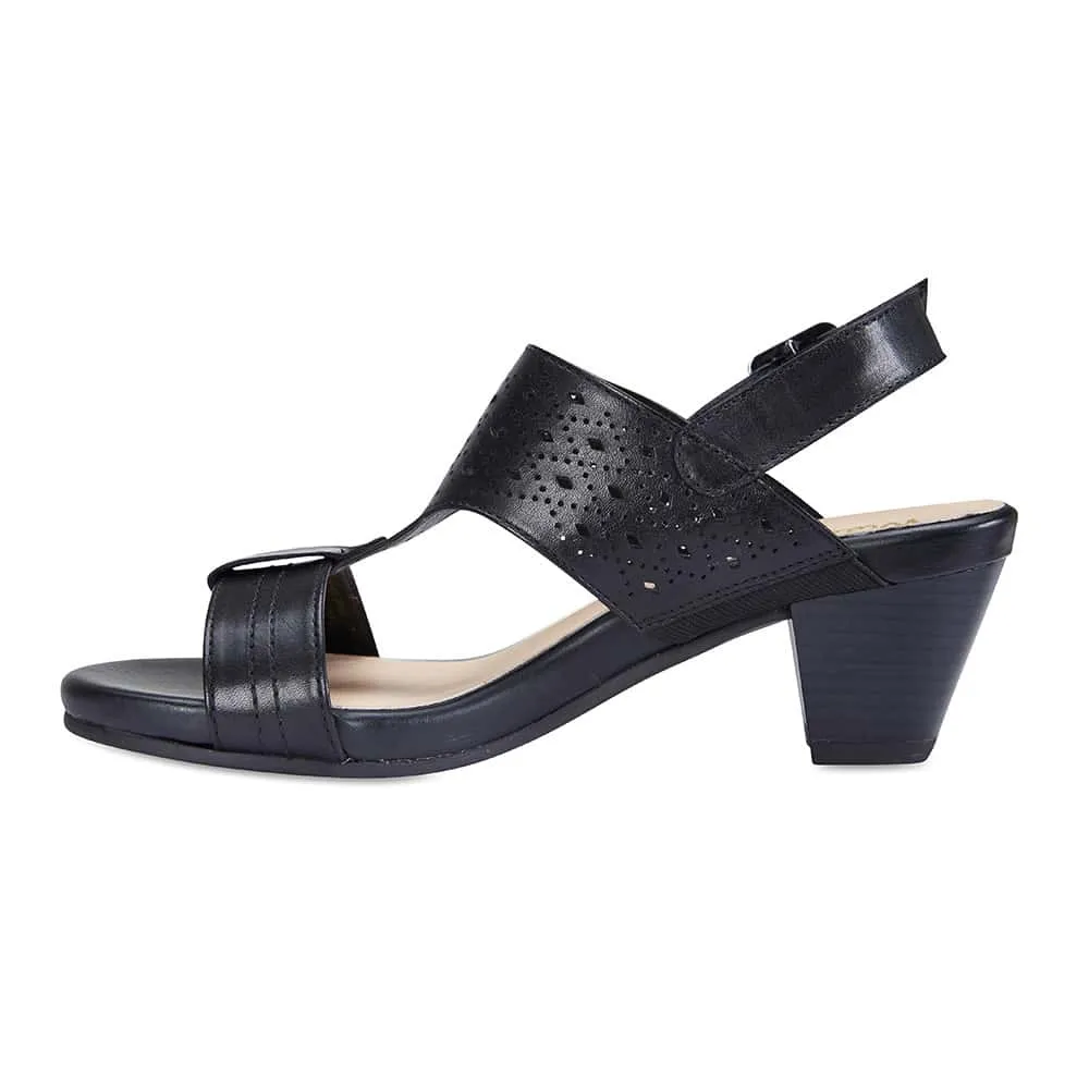 Fonda Heel in Black Leather