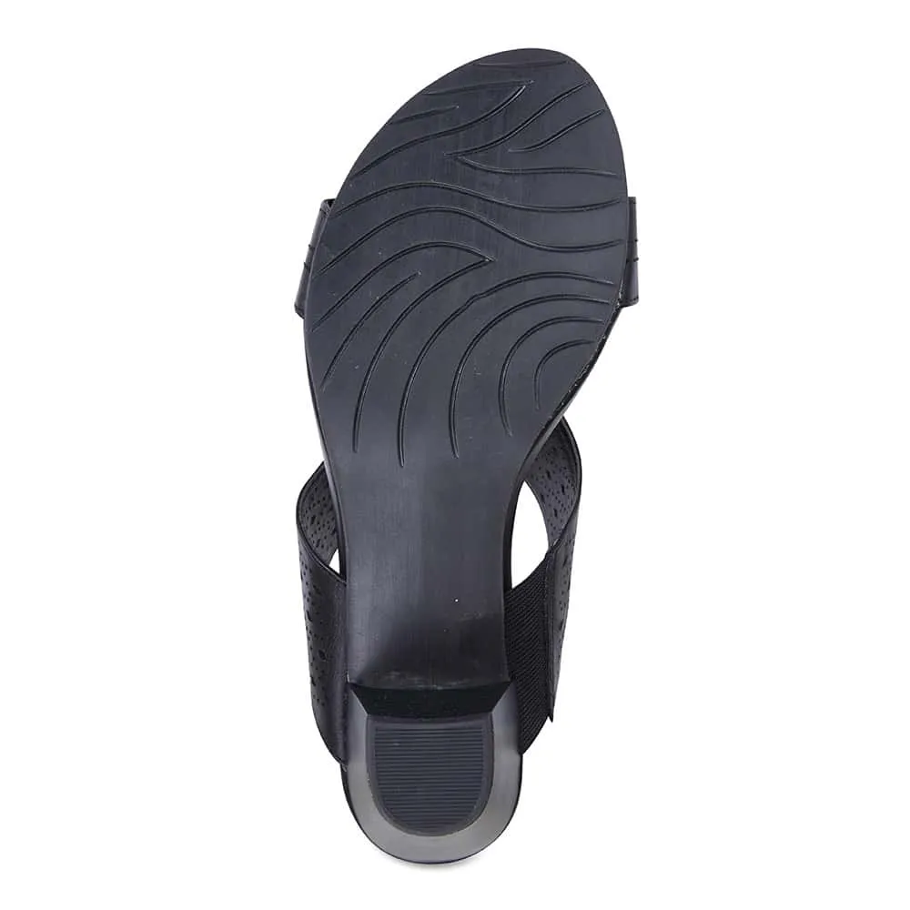 Fonda Heel in Black Leather