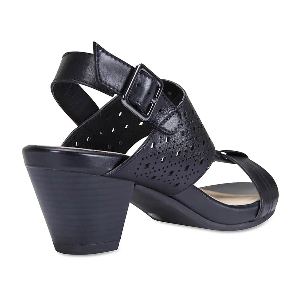 Fonda Heel in Black Leather