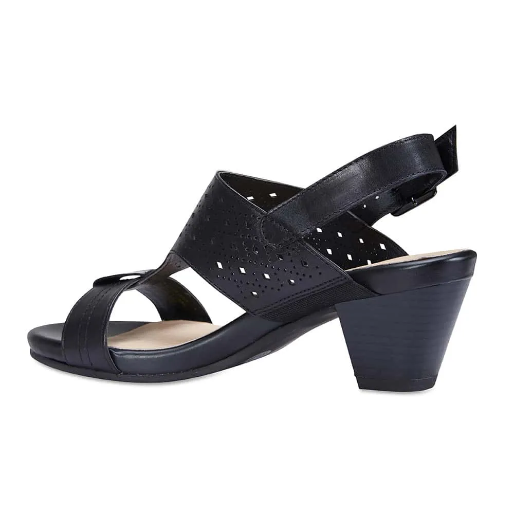 Fonda Heel in Black Leather