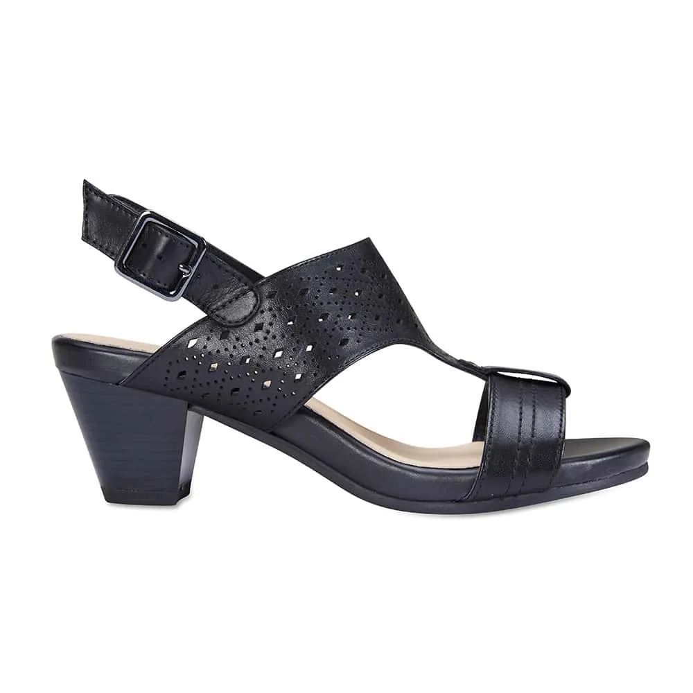 Fonda Heel in Black Leather