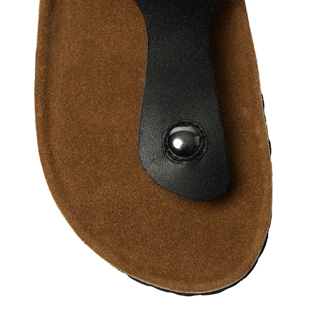 Fresno Sandal in Black Leather