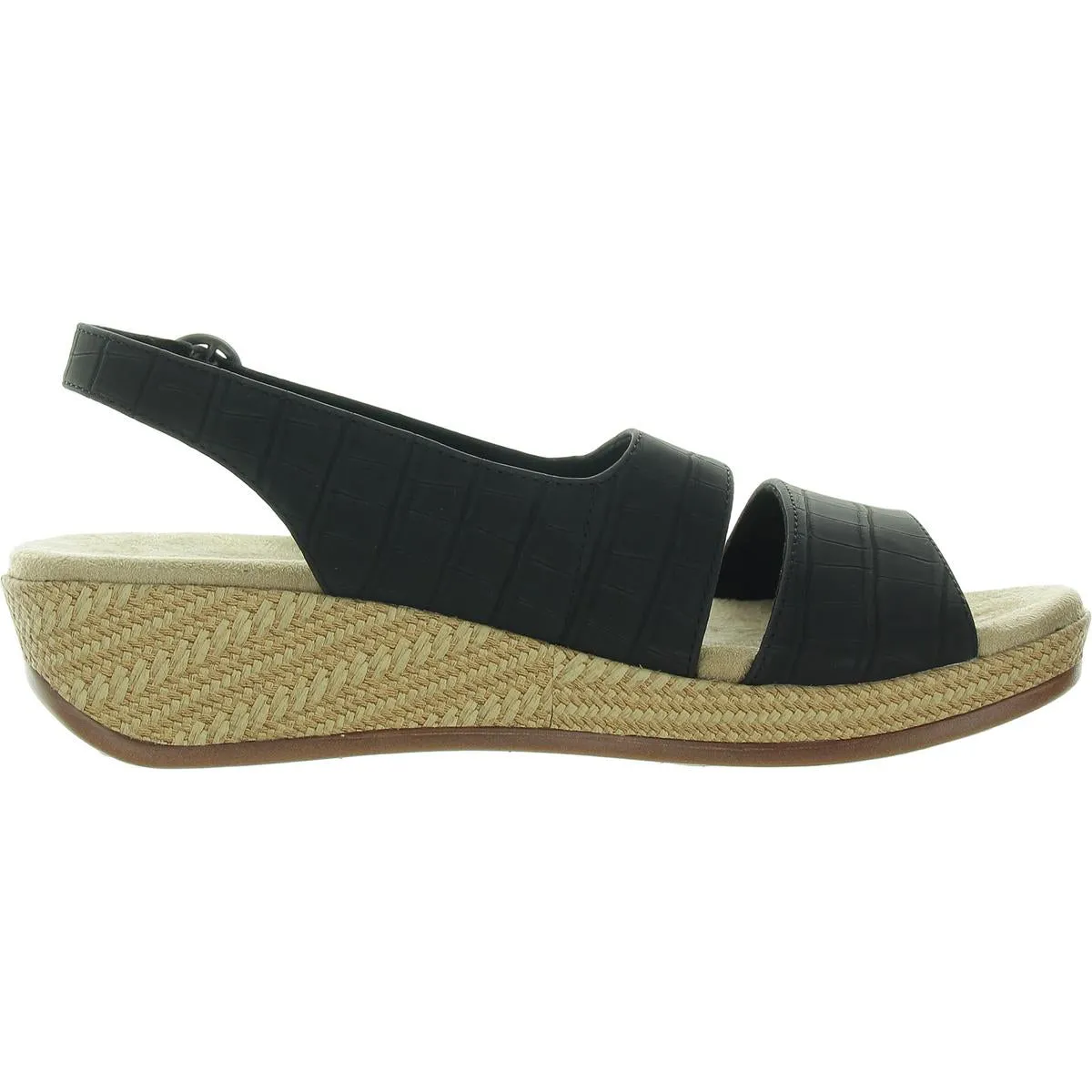 Gannett Womens Buckle Faux Leather Slingback Sandals