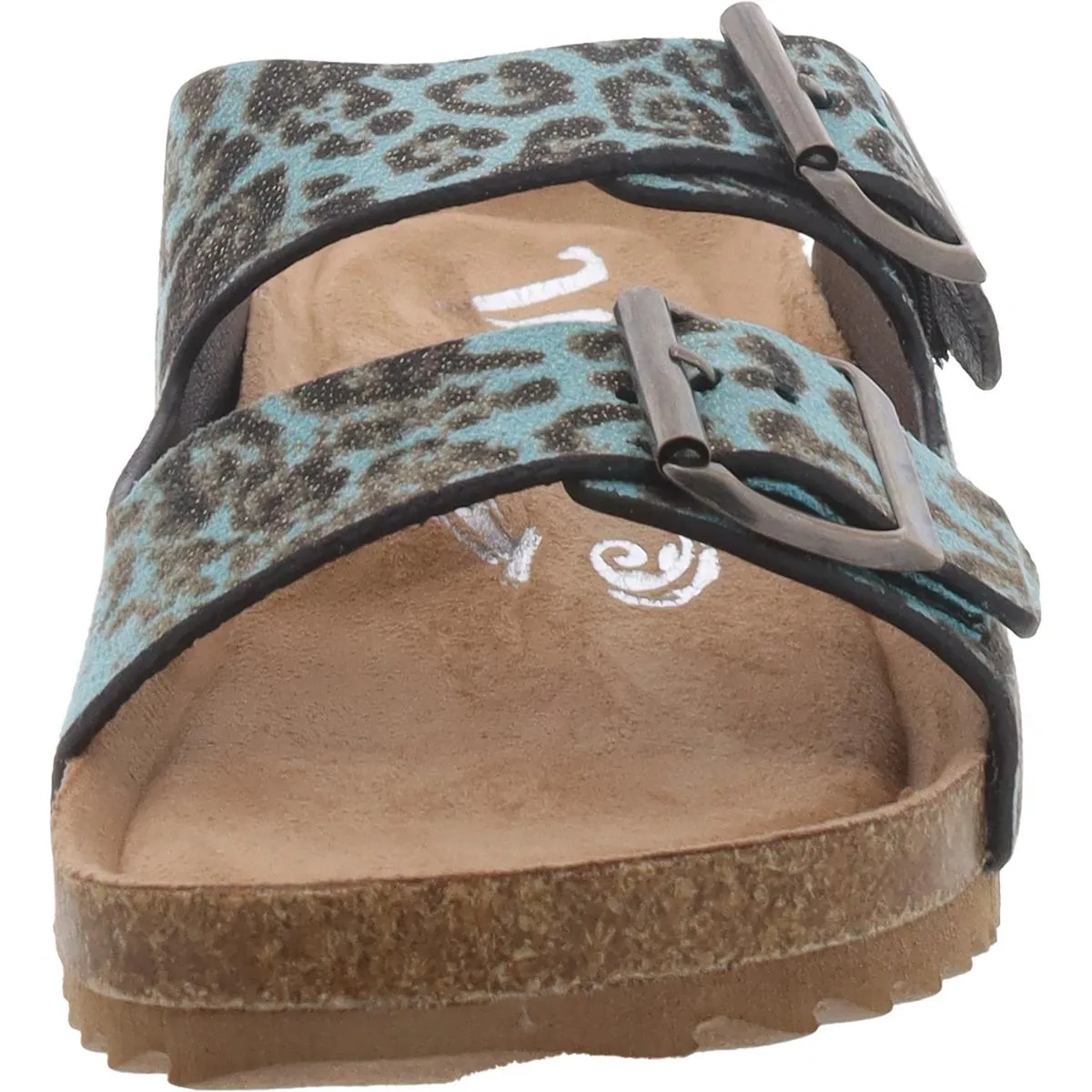 Gemini Womens Faux Suede Flat Slide Sandals