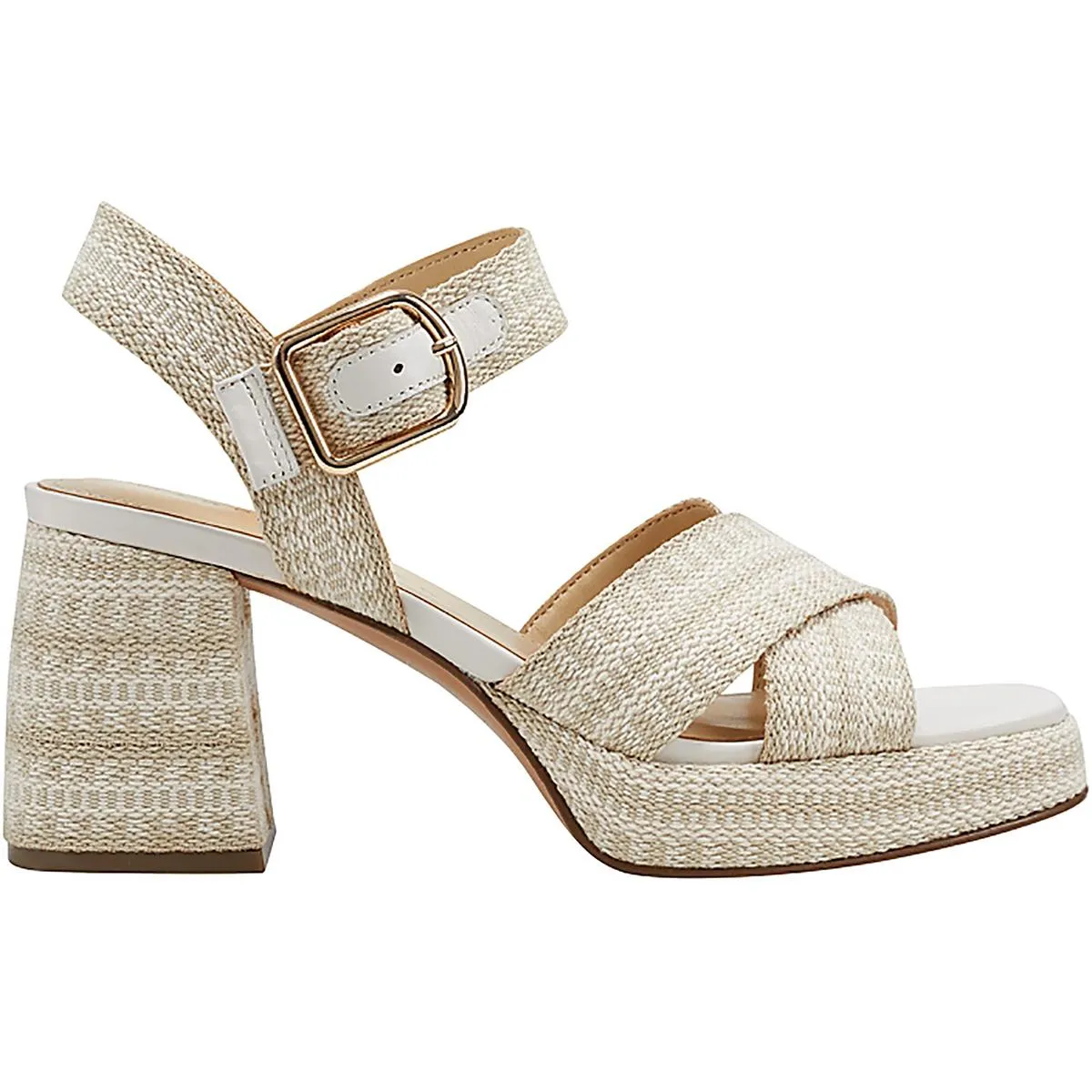 Gemmie Womens Buckle Woven Block Heel
