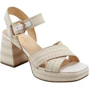 Gemmie Womens Buckle Woven Block Heel