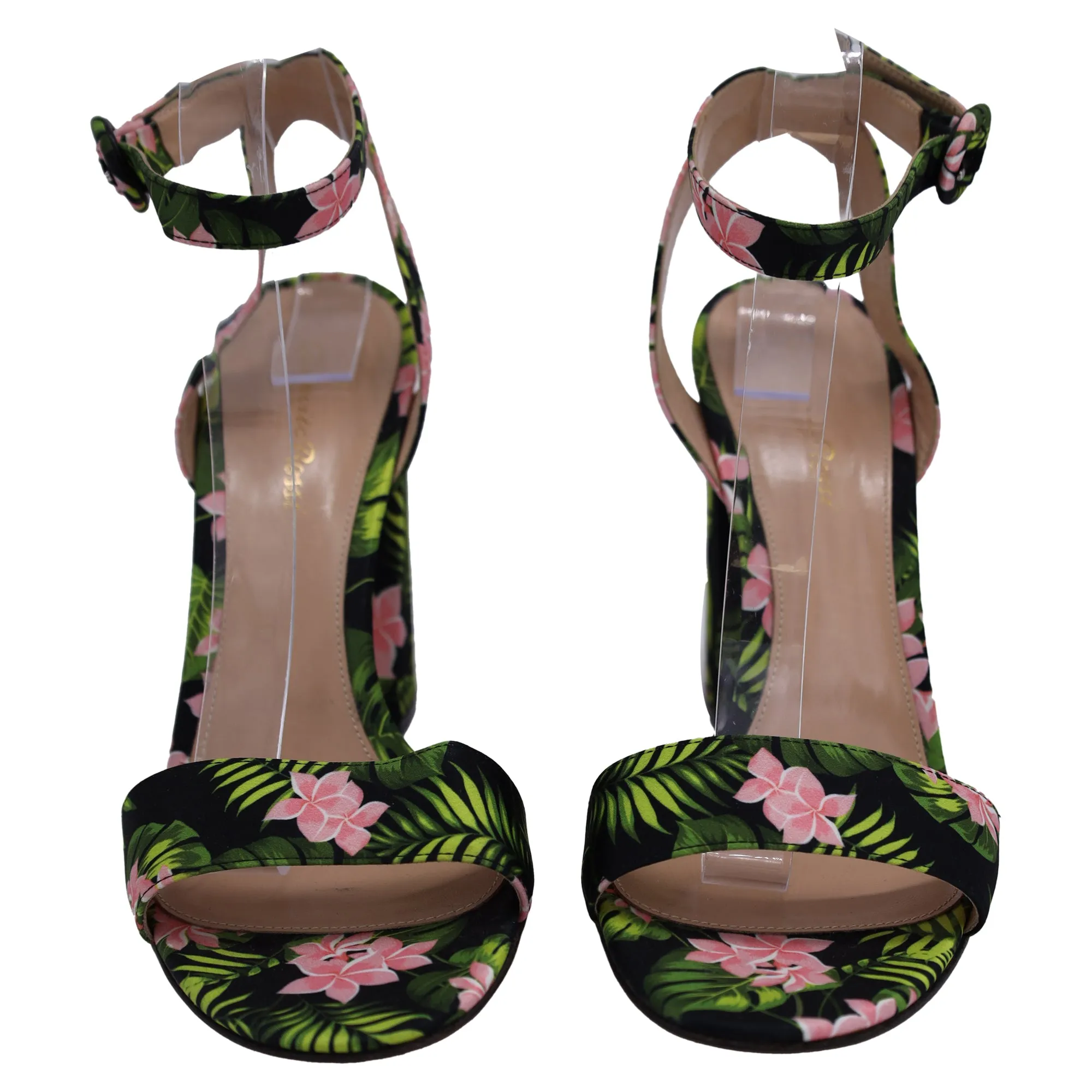Gianvito Rossi Tandi Floral Sandals in Floral Print Satin