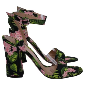 Gianvito Rossi Tandi Floral Sandals in Floral Print Satin
