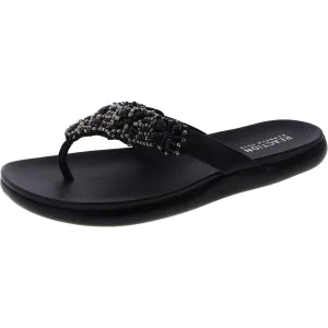 Glam-athon Womens Slip On Slide Flip-Flops