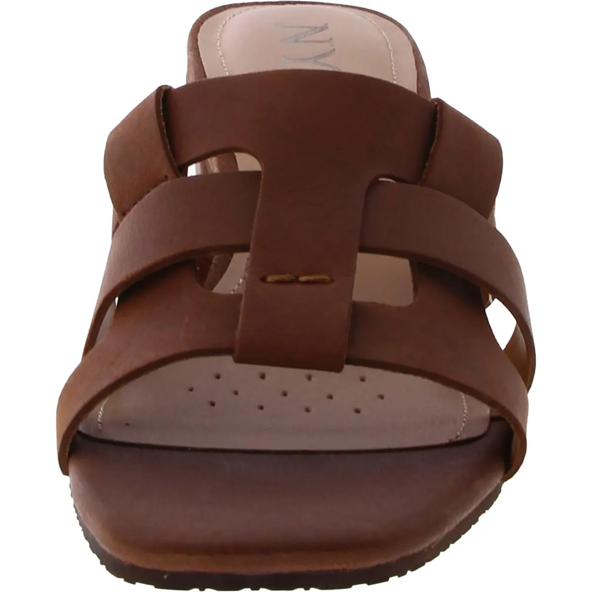glorianago Womens Faux Leather Woven Slide Sandals