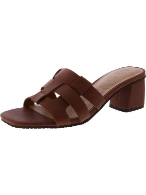 glorianago Womens Faux Leather Woven Slide Sandals