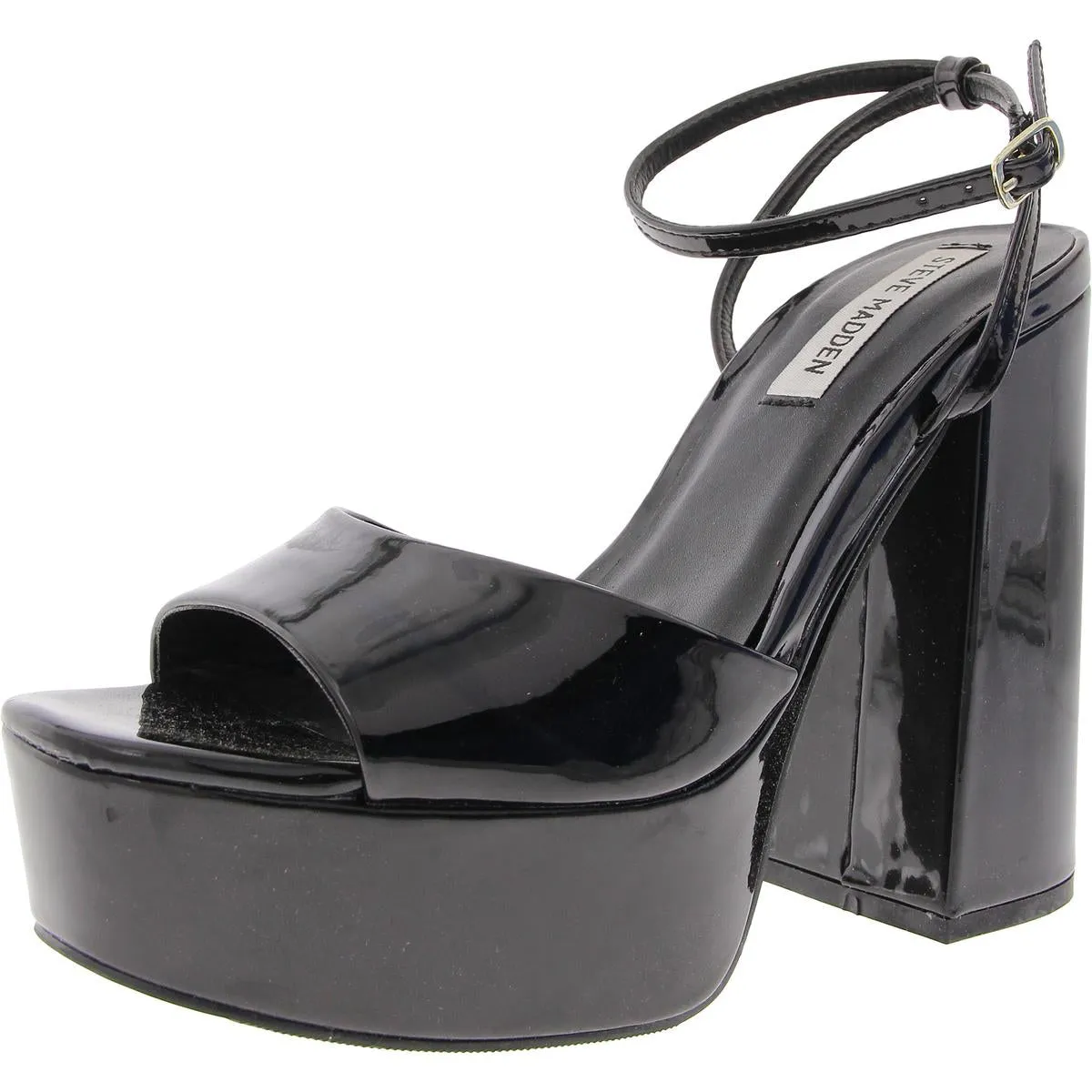 Golden Womens Adjustable Patent Platform Sandals