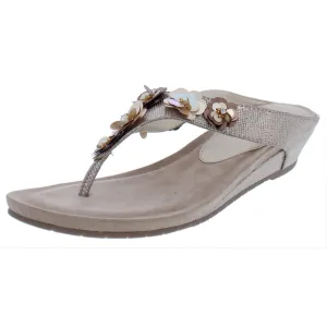 Great Party Womens Faux Leather Floral Flip-Flops