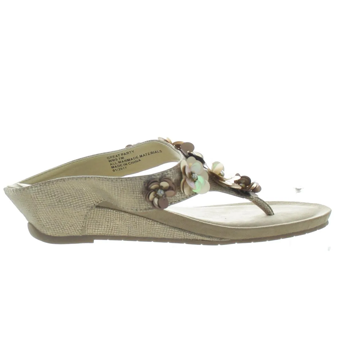 Great Party Womens Faux Leather Floral Flip-Flops