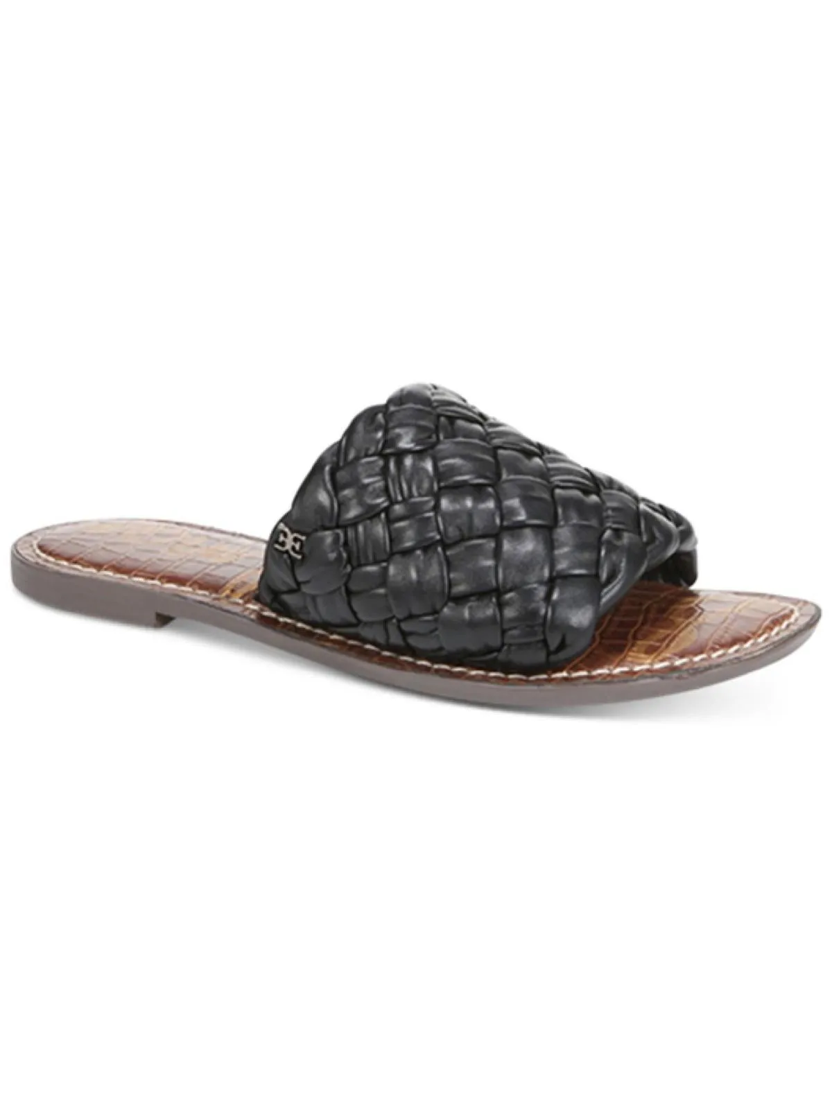Griffin Womens Padded Insole Leather Slide Sandals