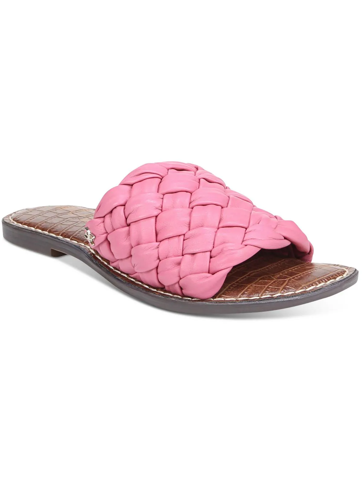 Griffin Womens Padded Insole Leather Slide Sandals