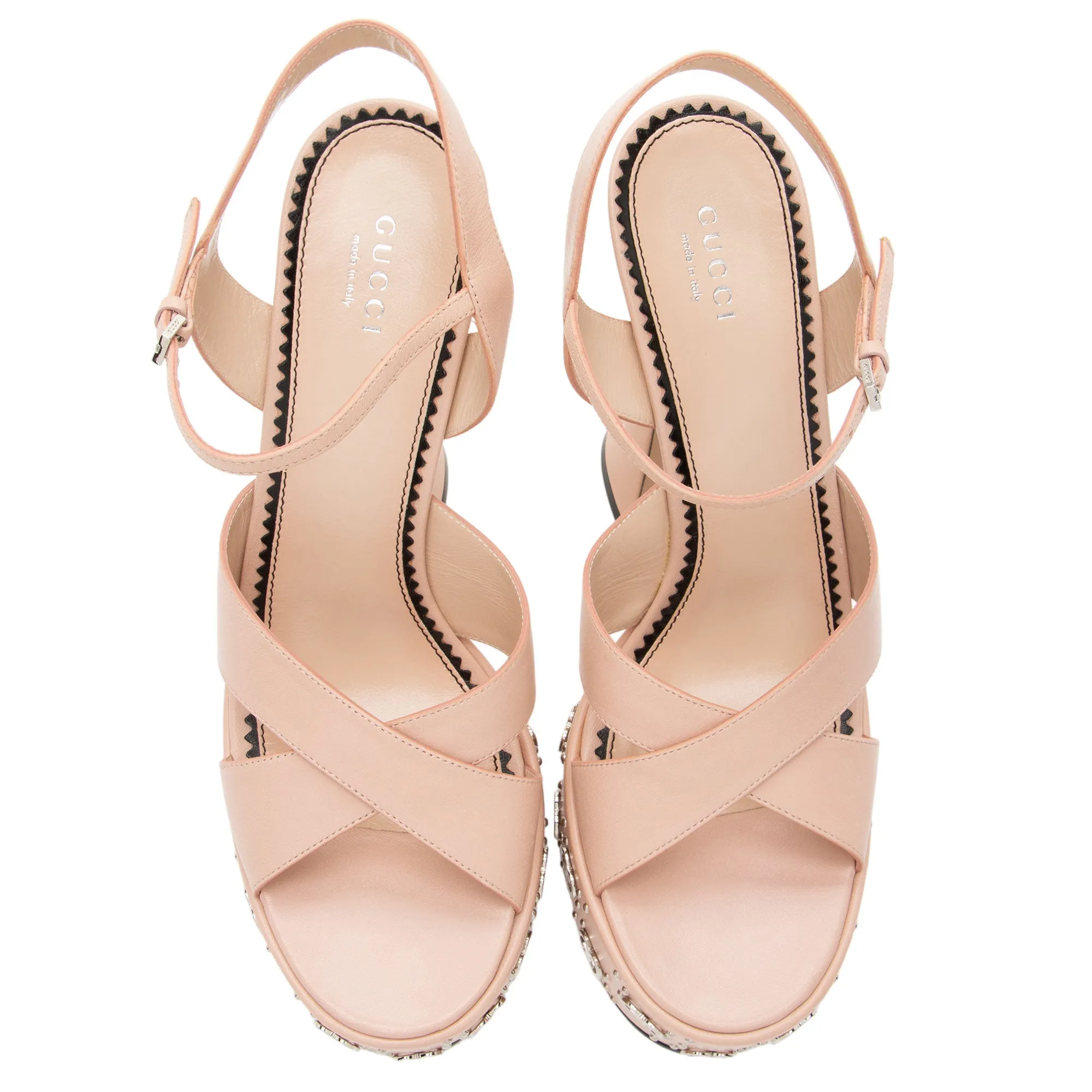 Gucci Leather GG Embellished Platform Sandals