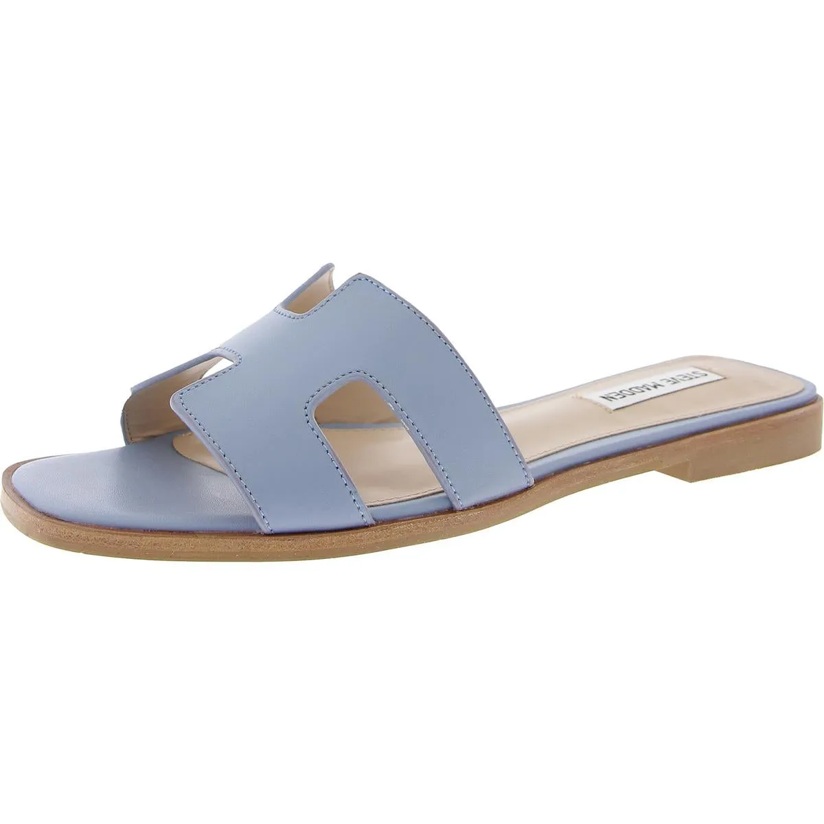Hadyn Womens Faux Leather Square Toe Flat Sandals