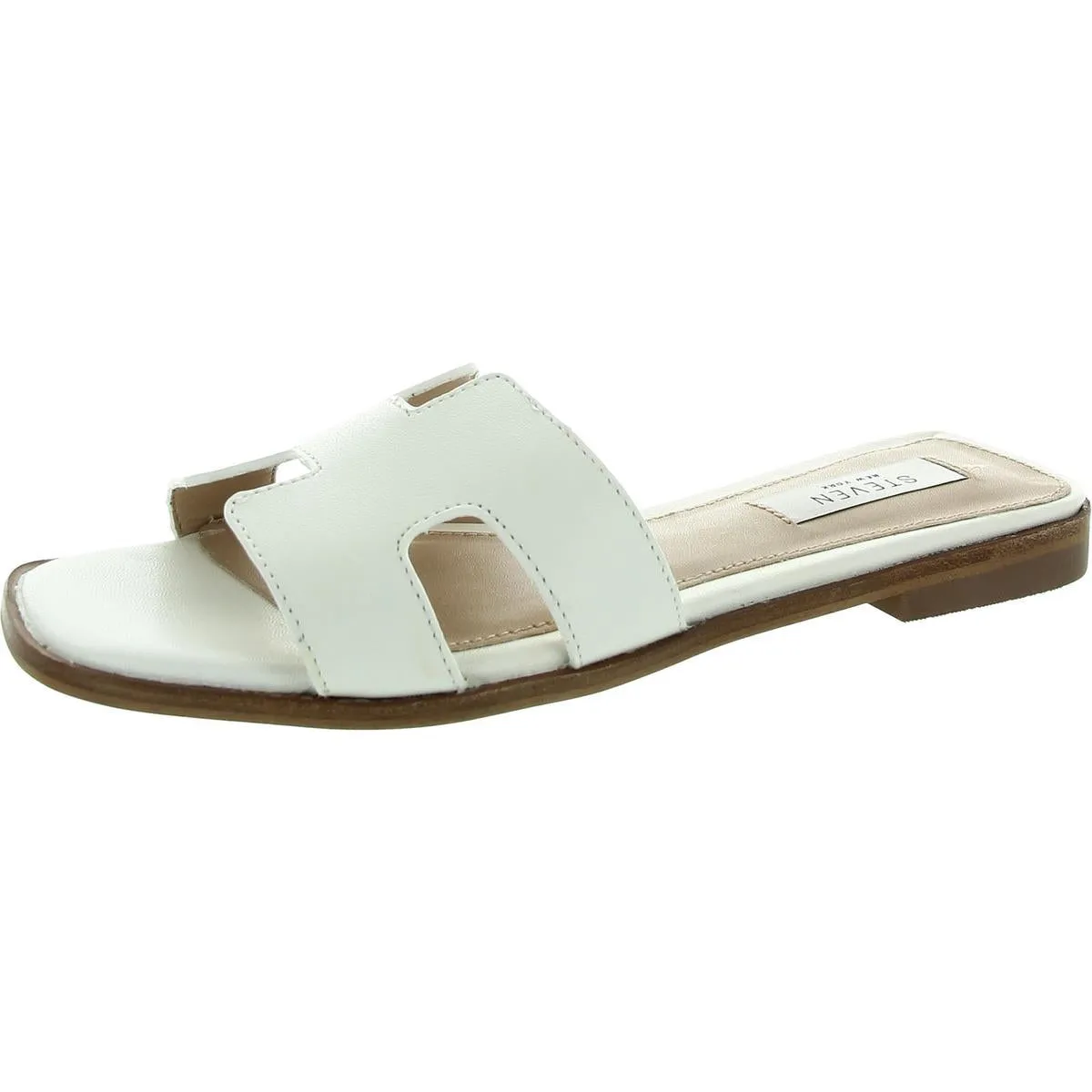 Hadyn Womens Faux Leather Square Toe Flat Sandals