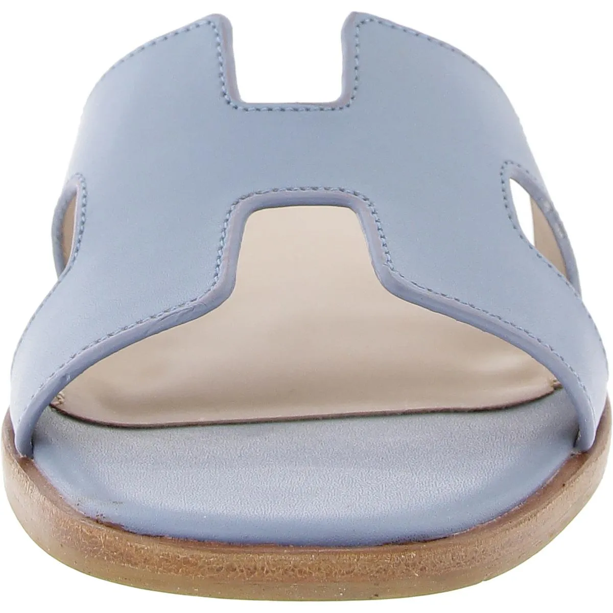 Hadyn Womens Faux Leather Square Toe Flat Sandals