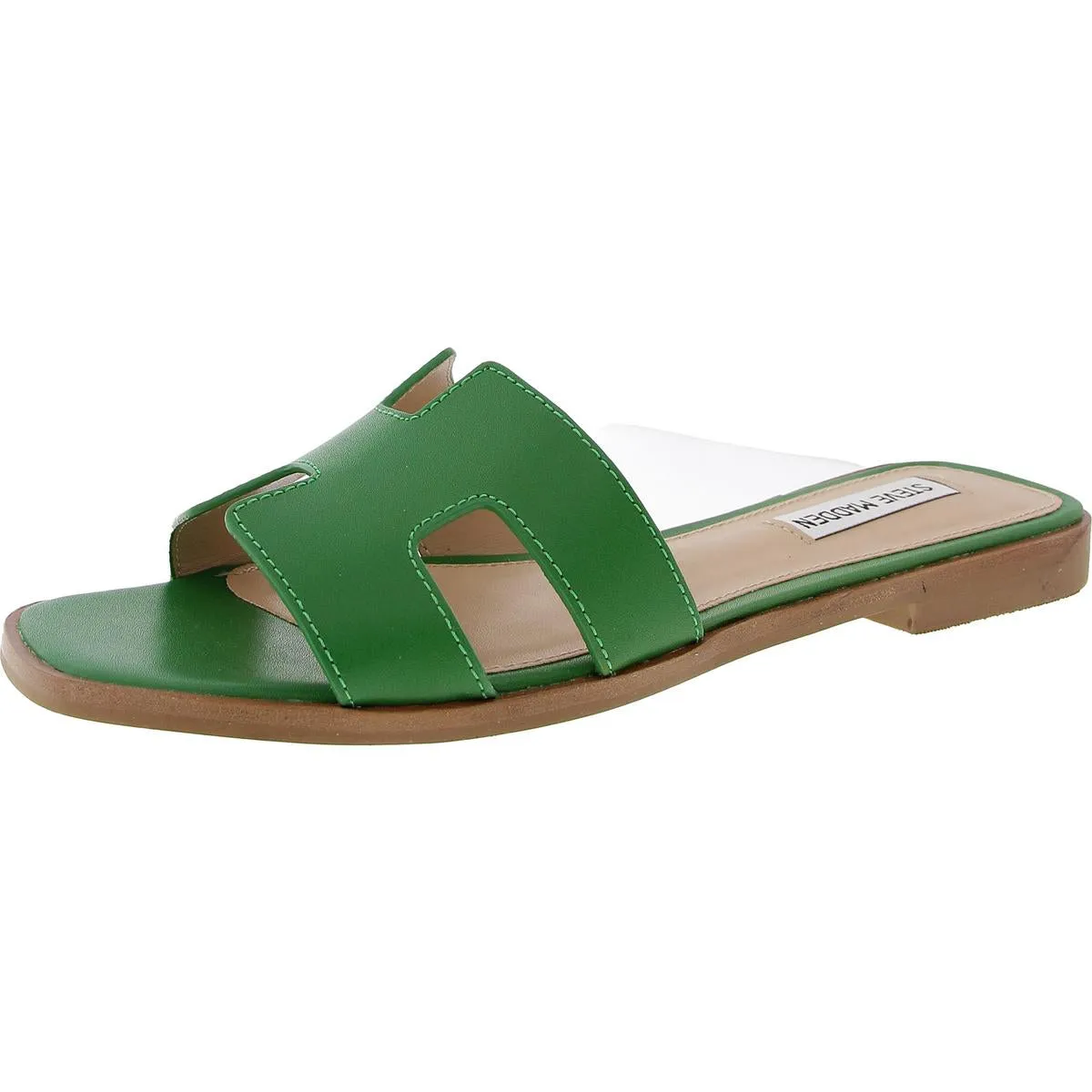 Hadyn Womens Faux Leather Square Toe Flat Sandals