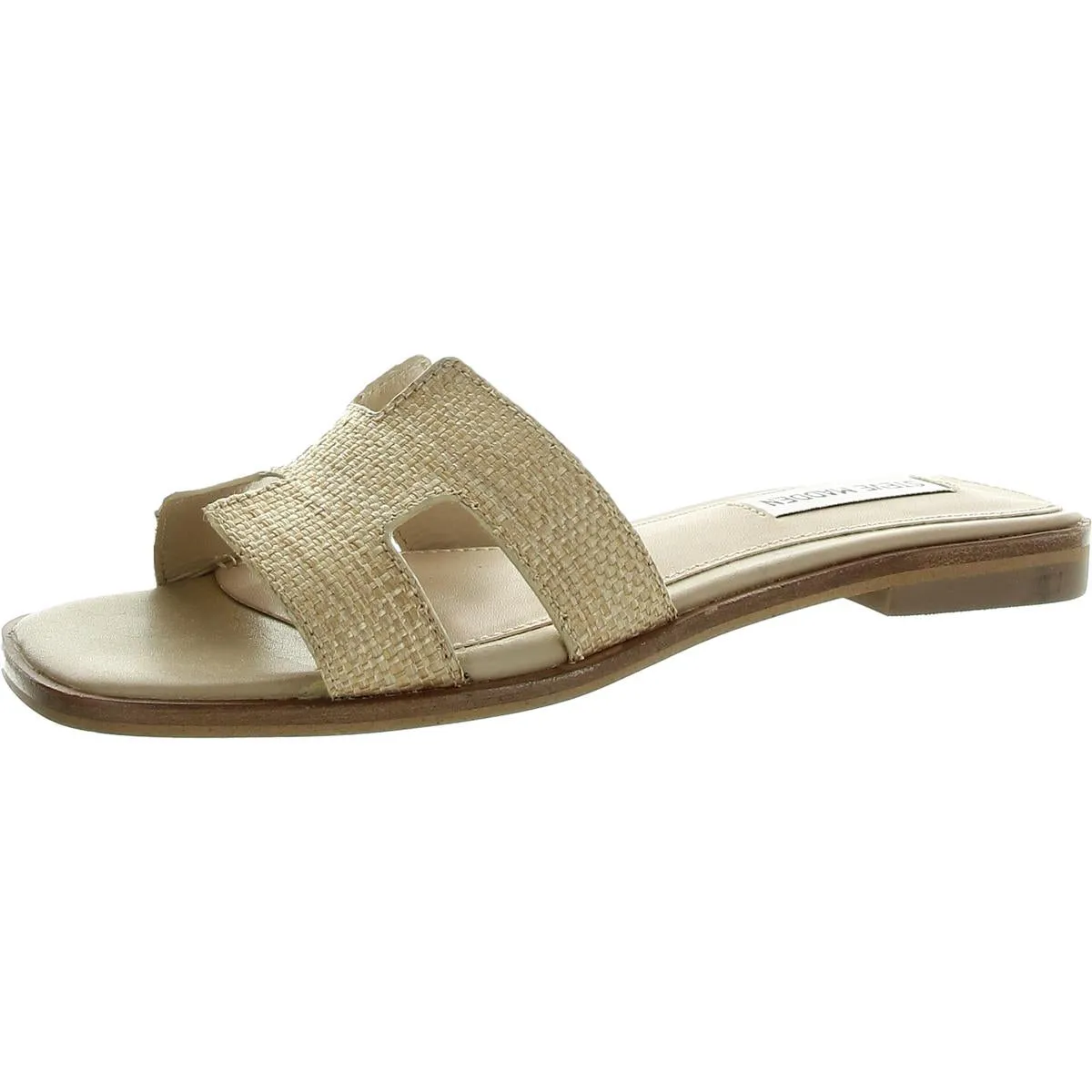 Hadyn Womens Faux Leather Square Toe Flat Sandals