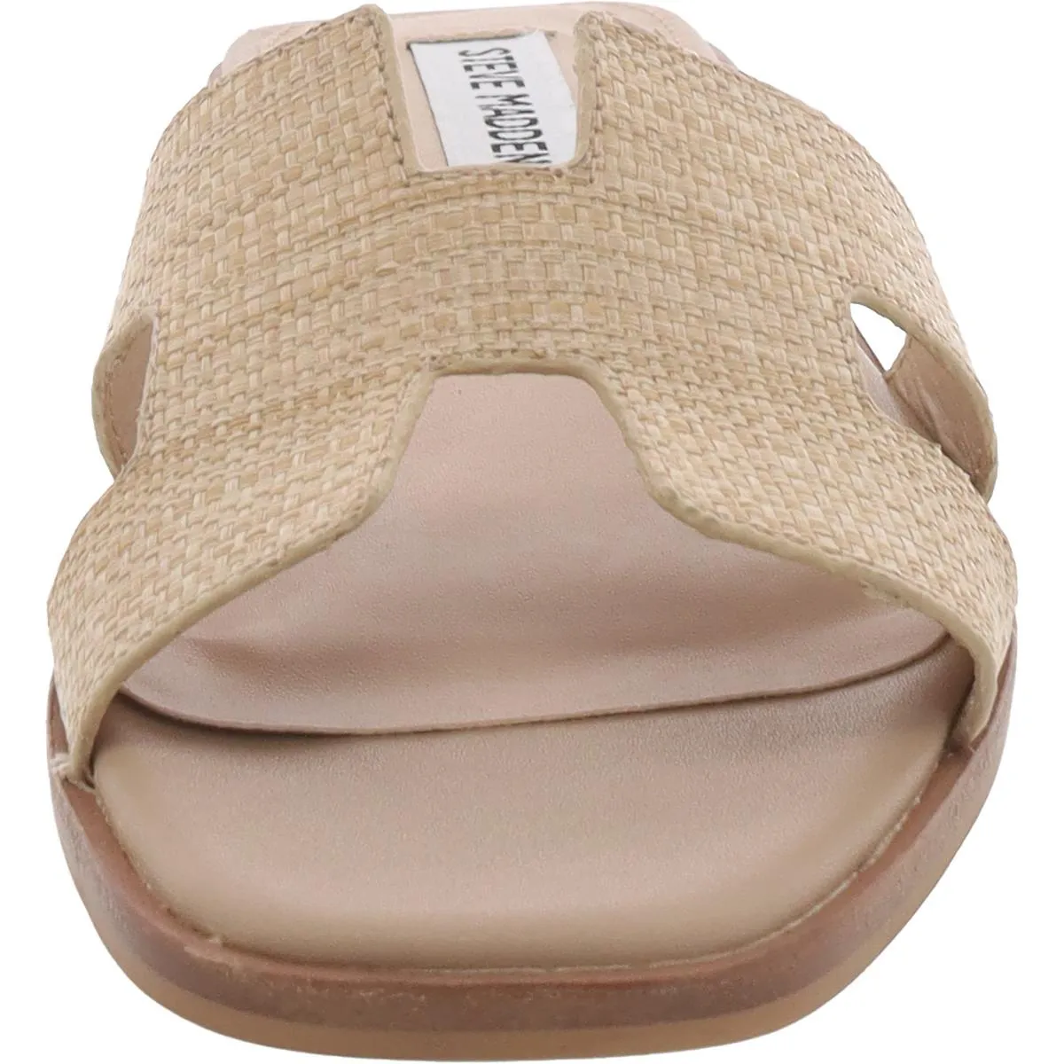 Hadyn Womens Faux Leather Square Toe Flat Sandals