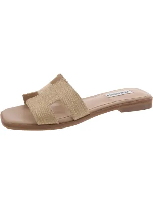 Hadyn Womens Faux Leather Square Toe Flat Sandals