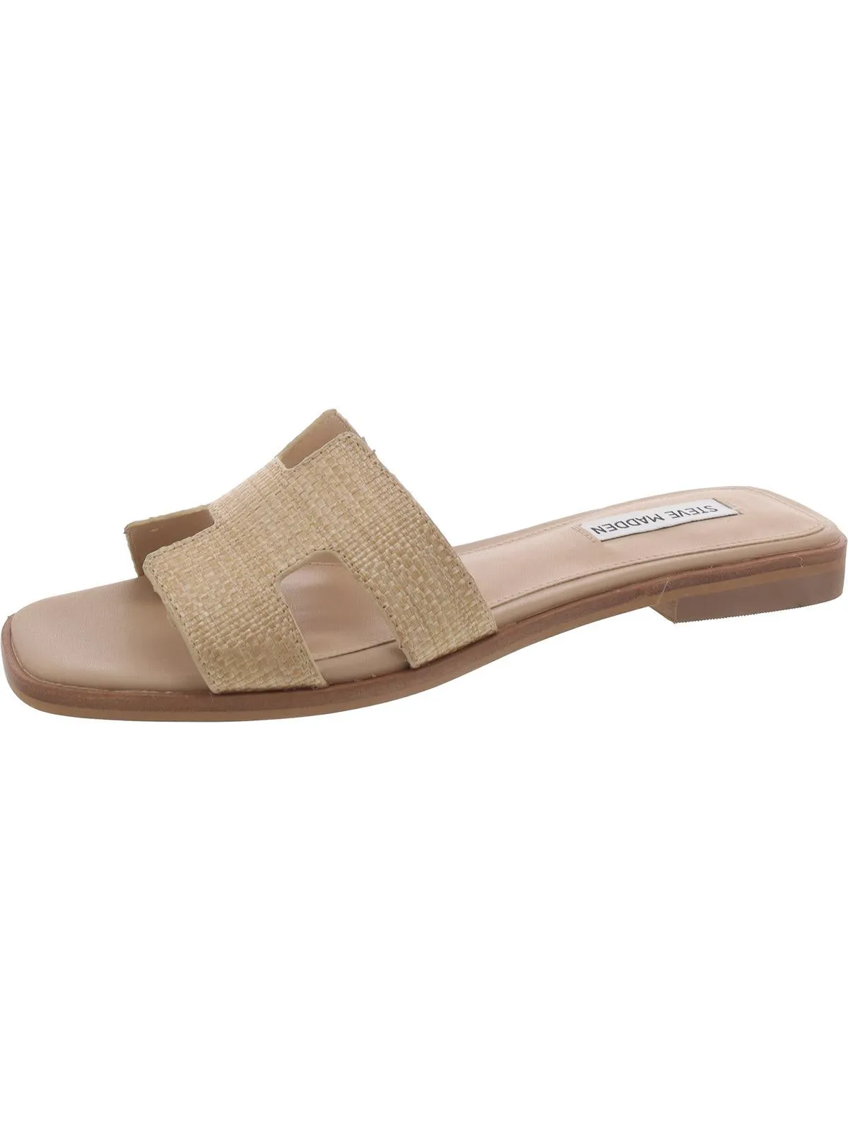 Hadyn Womens Faux Leather Square Toe Flat Sandals