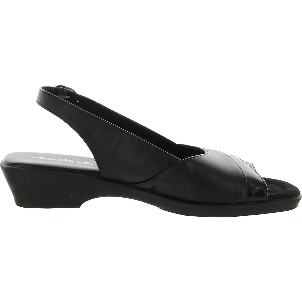 Harriet Womens Faux Leather Patent Trim Slingback Sandals