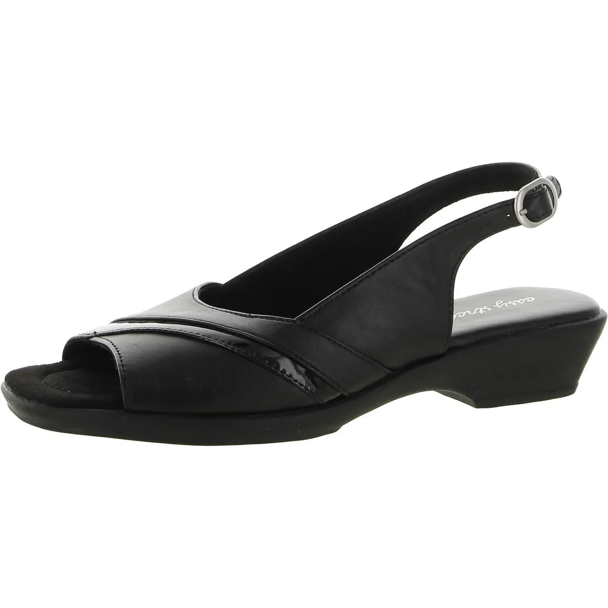 Harriet Womens Faux Leather Patent Trim Slingback Sandals