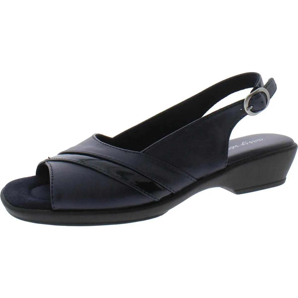 Harriet Womens Faux Leather Patent Trim Slingback Sandals