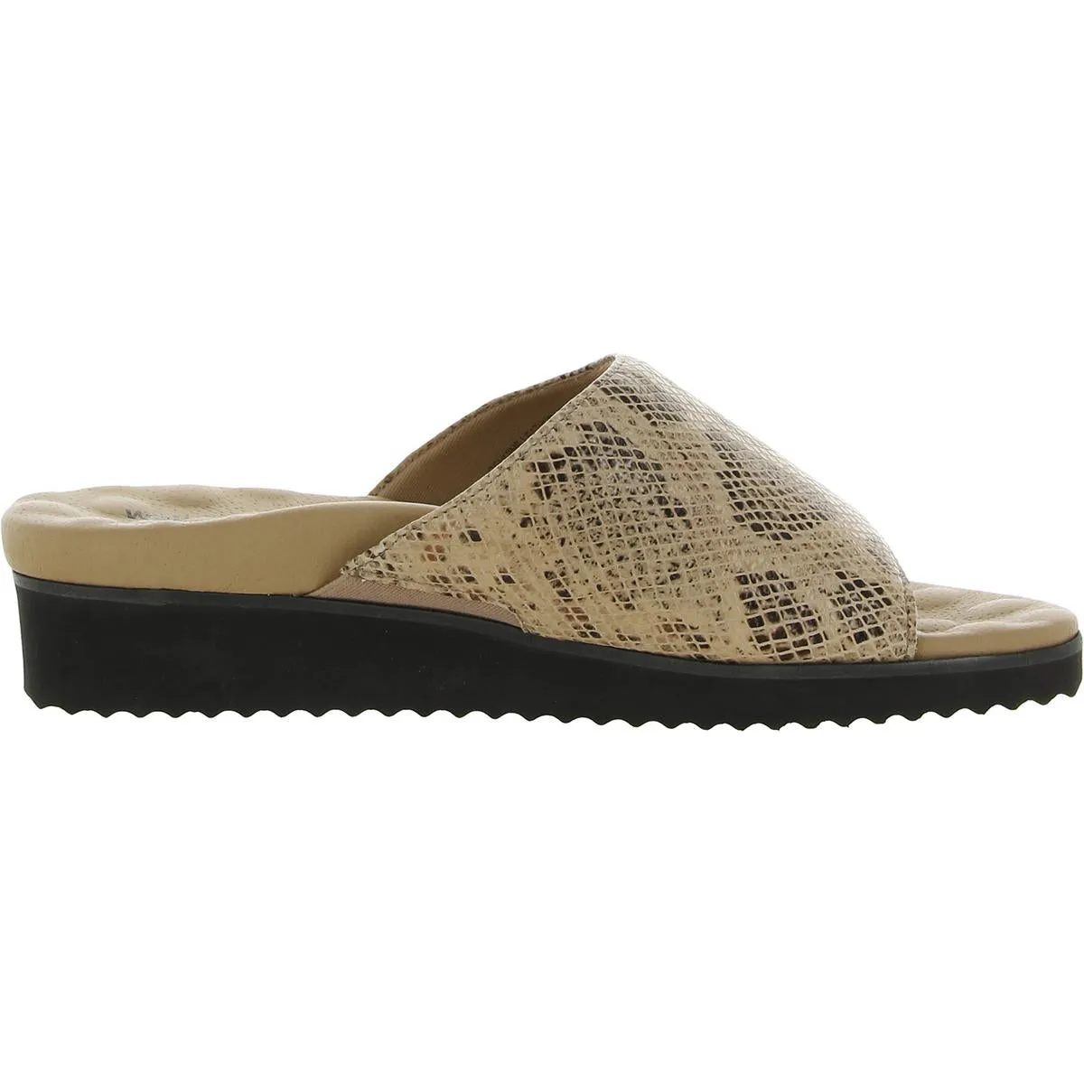 Heston  Womens Leather Slip On Wedge Sandals